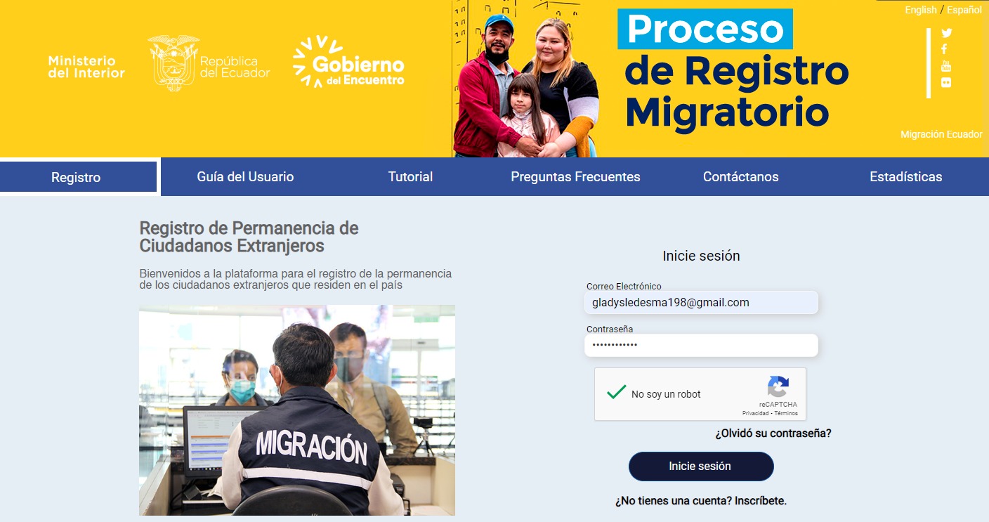 Proceso de registro migratorio Ecuador